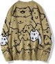 Autumn Cotton Anime Sweaters Men Vintage  Streetwear Cute Cat Cartoon Pullover Men Clothing