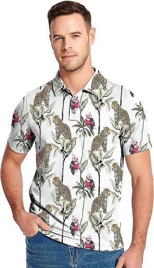 Mens Funny Print Golf Polo Shirts for Men Lightweight Dry Fit Quick Dry Polos