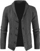 Men's Casual Long Sleeve Shawl Collar Collar Buttons Down Cable Knit Cardigan Sweater with Pockets