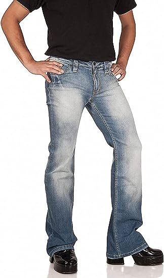 Men's Relaxed Vintage Bell Bottom Pants Stretch Comfort Flared Flares Retro Leg Disco Denim Jeans